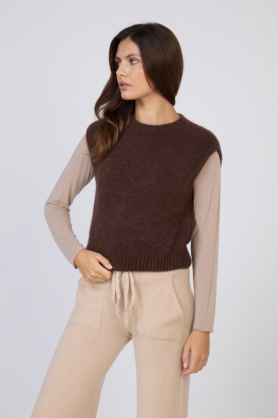 Großhändler Max & Enjoy (Vêtements) - Ärmelloser Rundhals-Pullover aus Baby-Alpaka