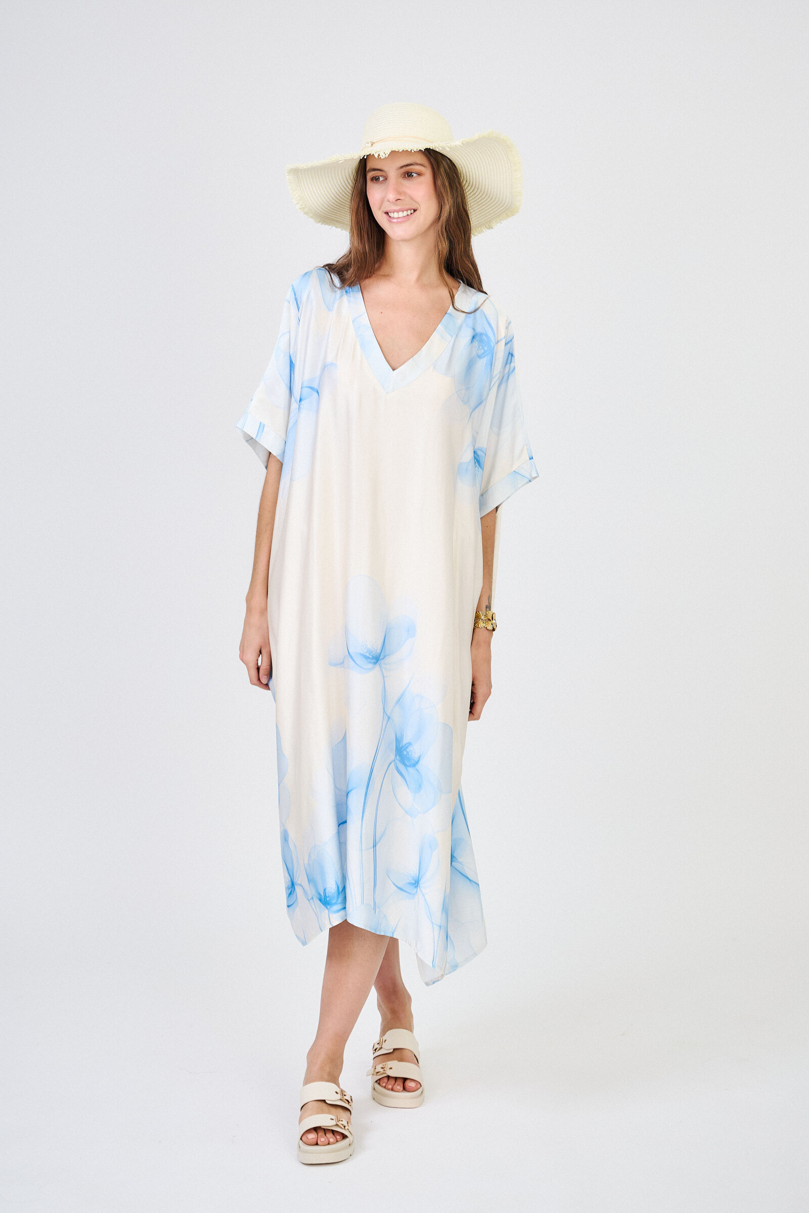 Grossista Max & Enjoy (Vêtements) - Flori stampato in abito oversize in seta mista