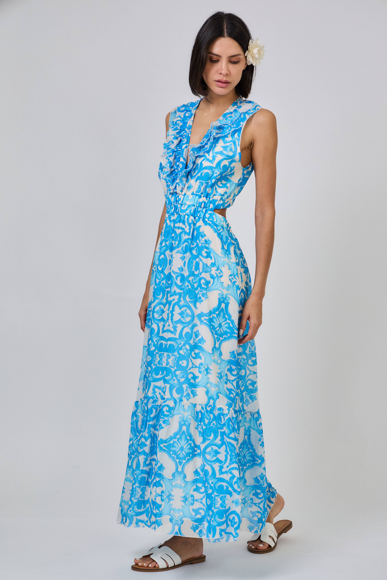 Grossiste Max & Enjoy (Vêtements) - Robe longue à motif azulejos