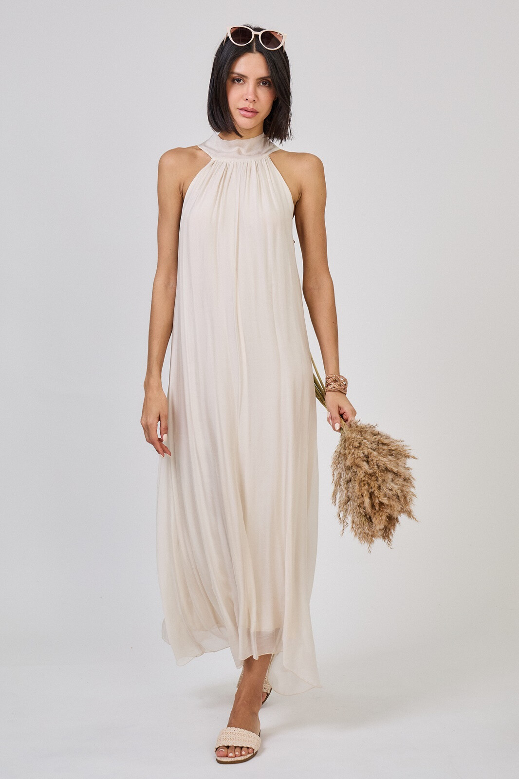 Großhändler Max & Enjoy (Vêtements) - Langes Seidenmischkleid