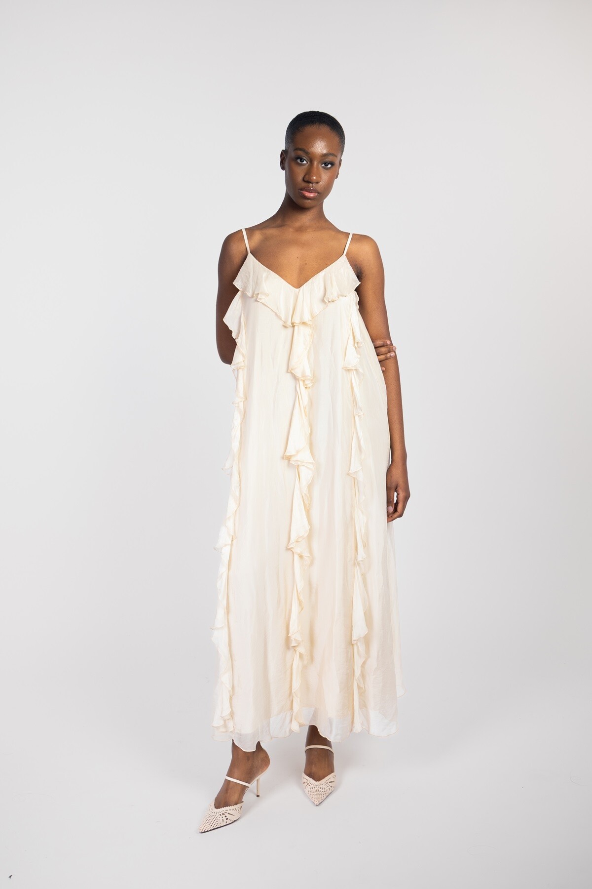 FLOWY LONG DRESS  RUFFLES Made in Italy | Paris Fashion Shops