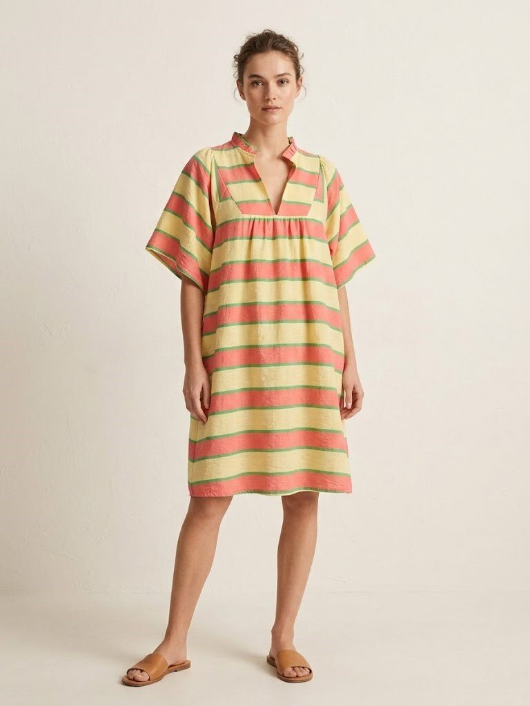 Grossiste Max & Enjoy (Vêtements) - Robe rayée en coton mélangé