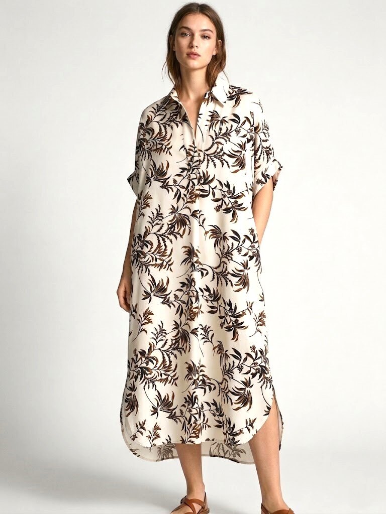 Grossista Max & Enjoy (Vêtements) - Abito camicia oversize con stampa tropicale