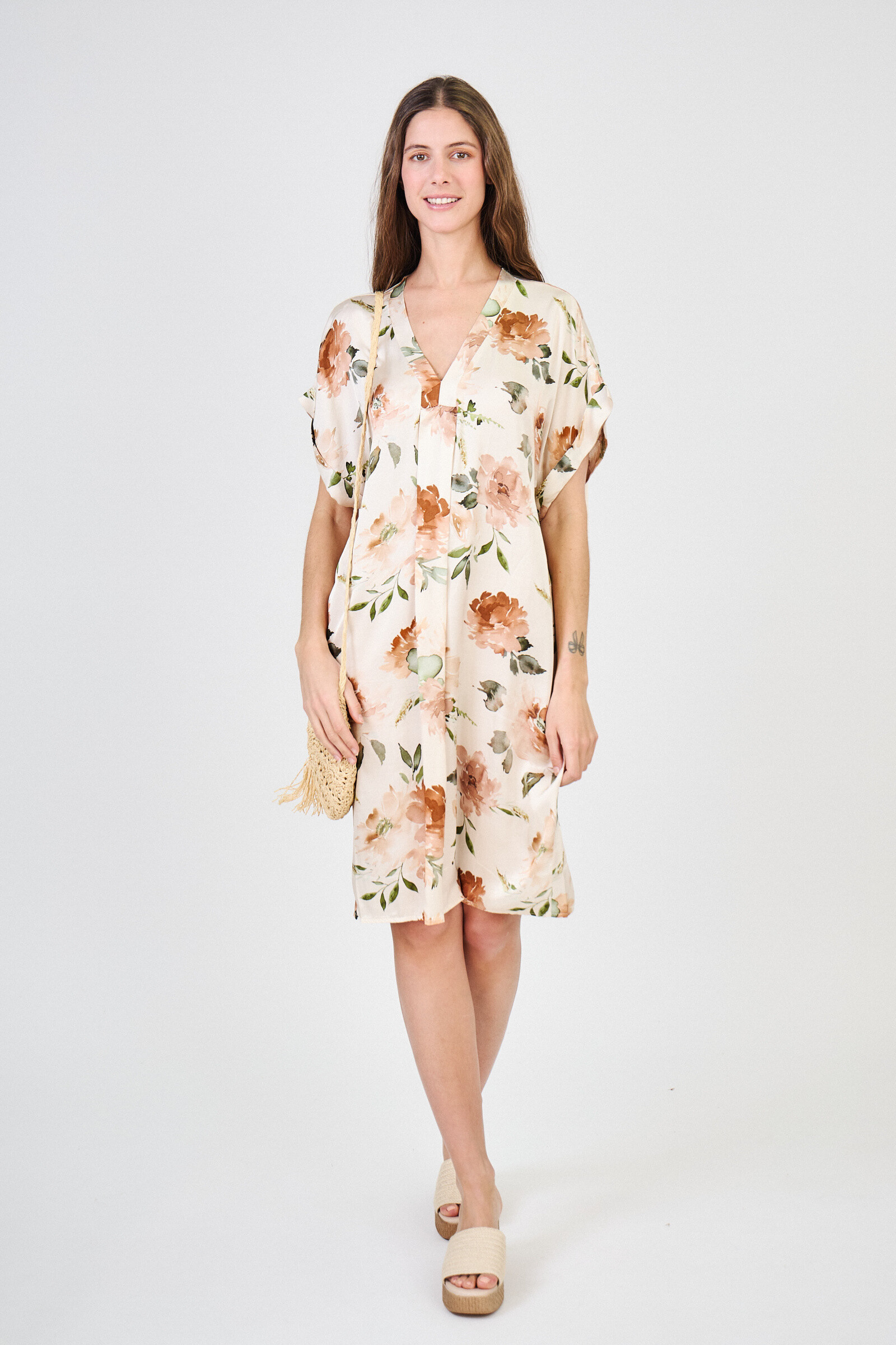 Mayorista Max & Enjoy (Vêtements) - Vestido de fluido corto estampado floral en seda mixta