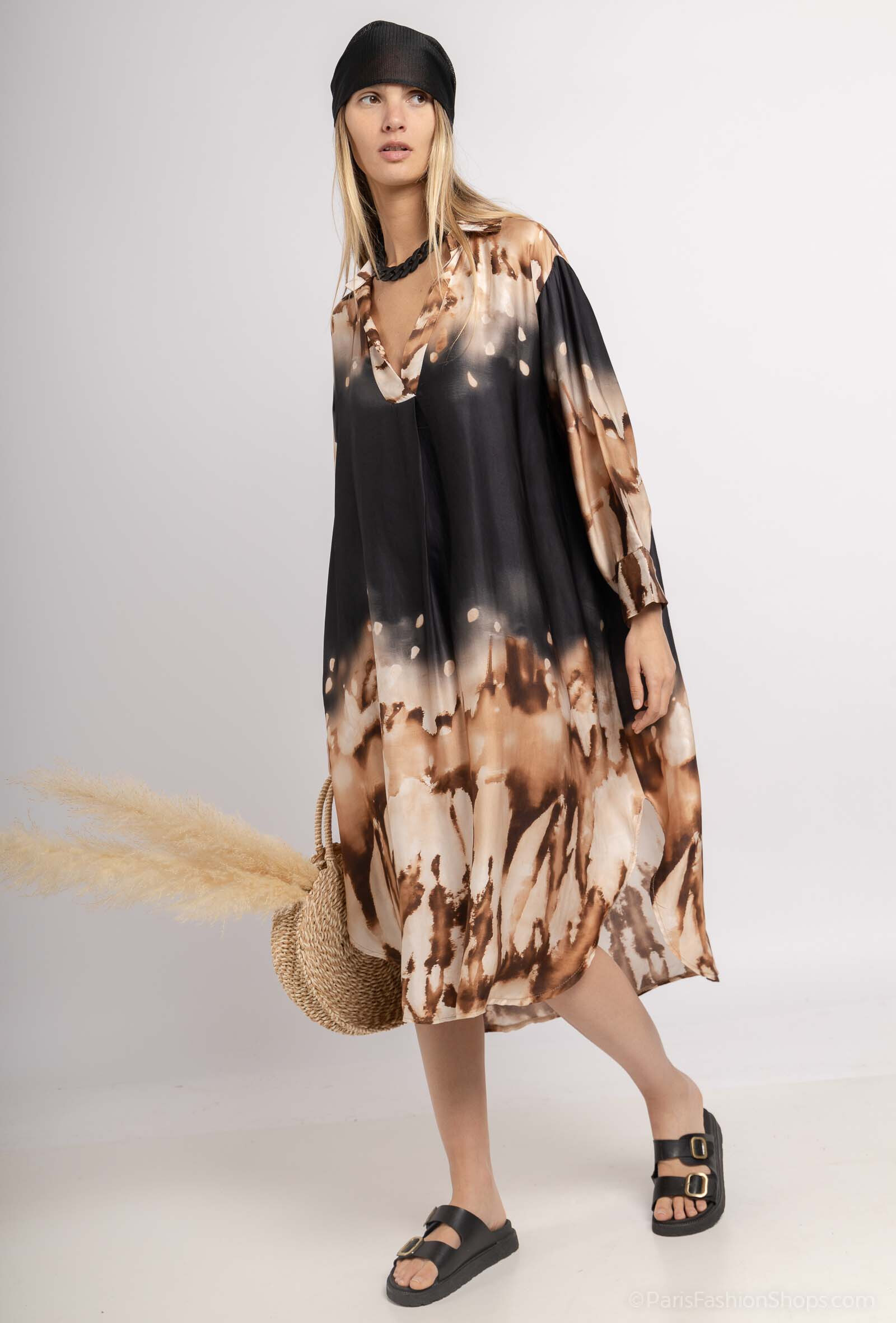 Grossiste Max & Enjoy (Vêtements) - Robe longue oversize imprimé "TIE & DYE"-