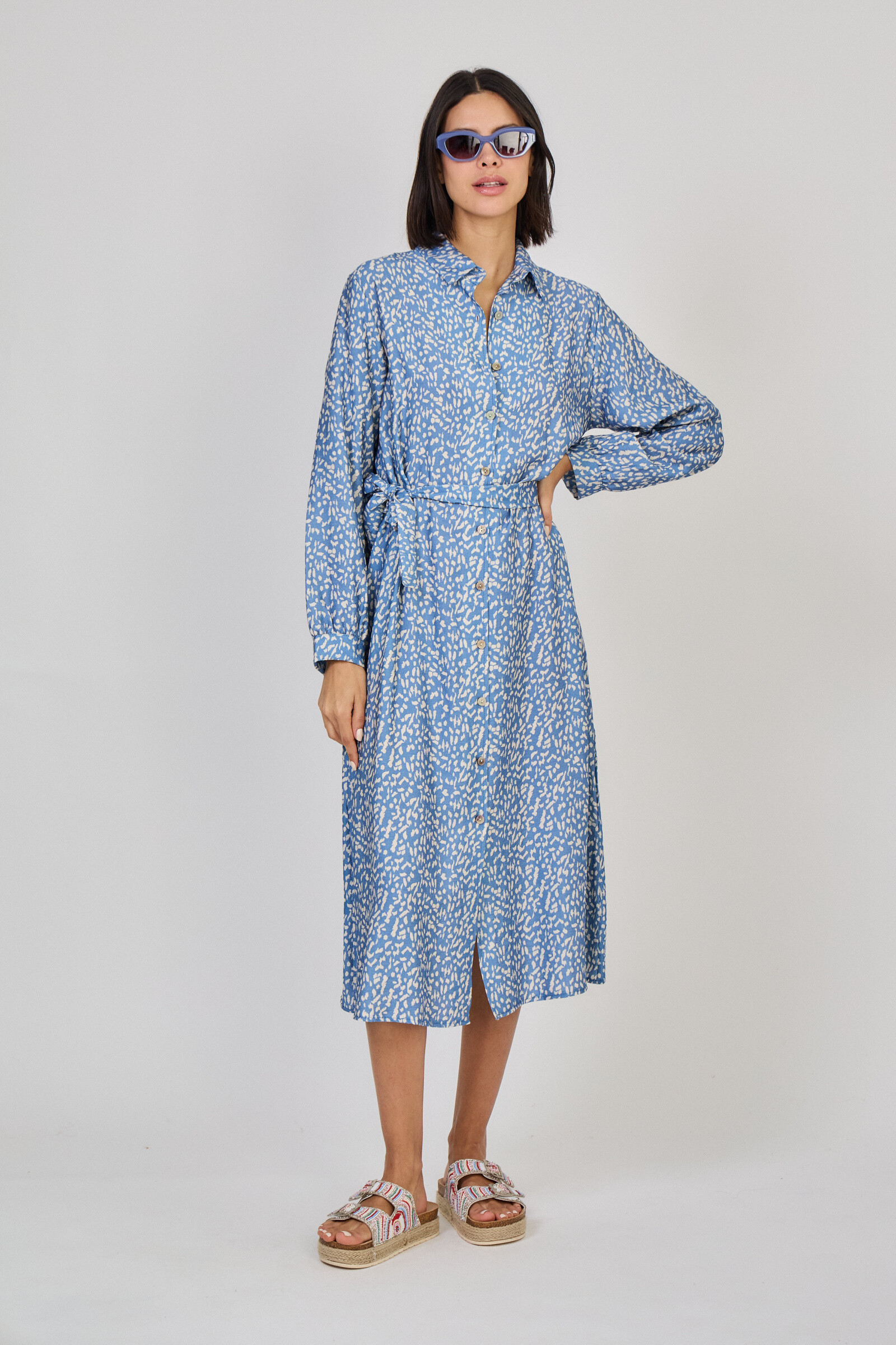 Mayorista Max & Enjoy (Vêtements) - Vestido de estampado gráfico largo, mangas largas