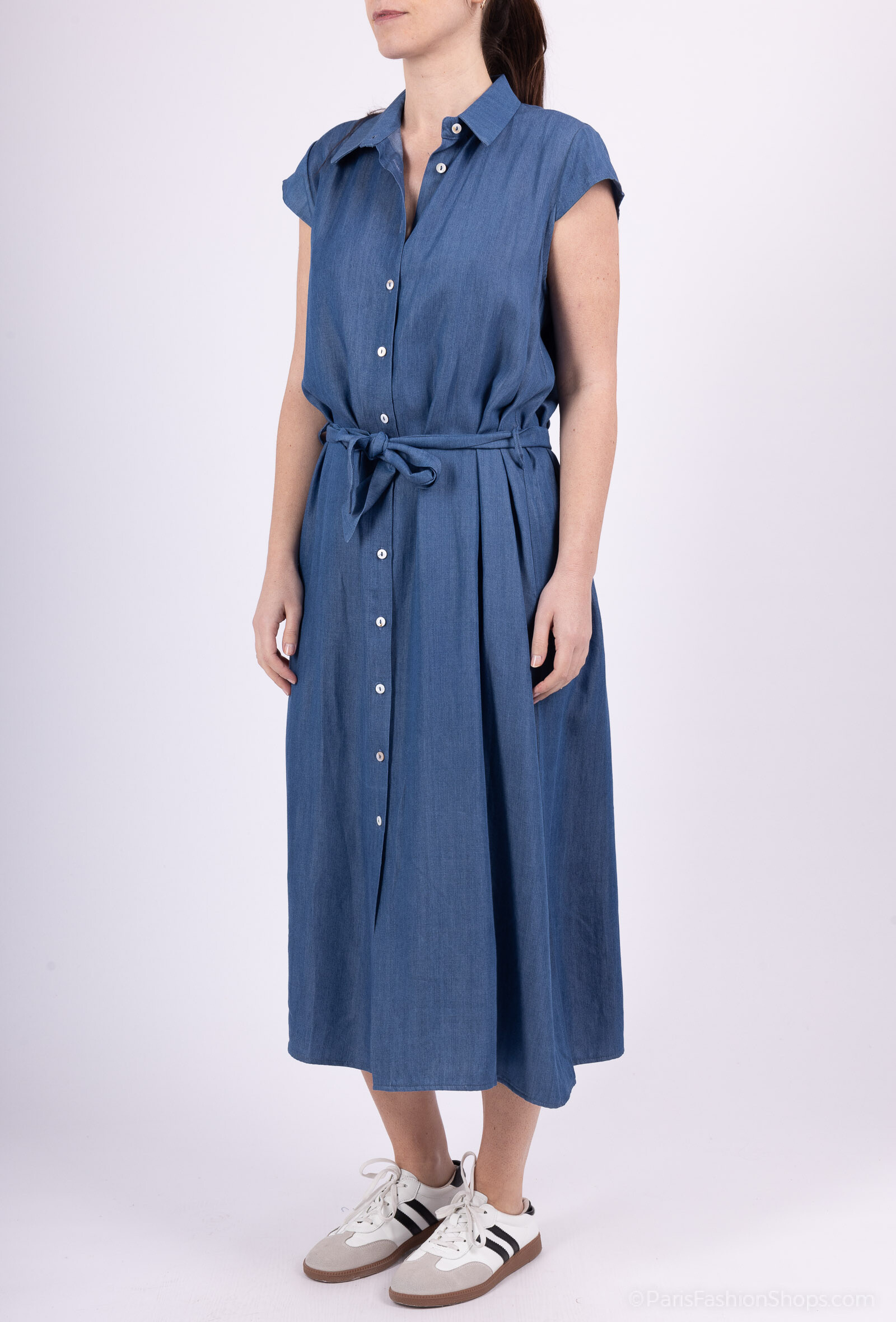 Grossista Max & Enjoy (Vêtements) - A lungo effetto "jeans" abito corto, collare camicia