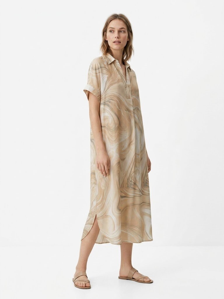 Mayorista Max & Enjoy (Vêtements) - Vestido camisero oversize con estampado marmolado