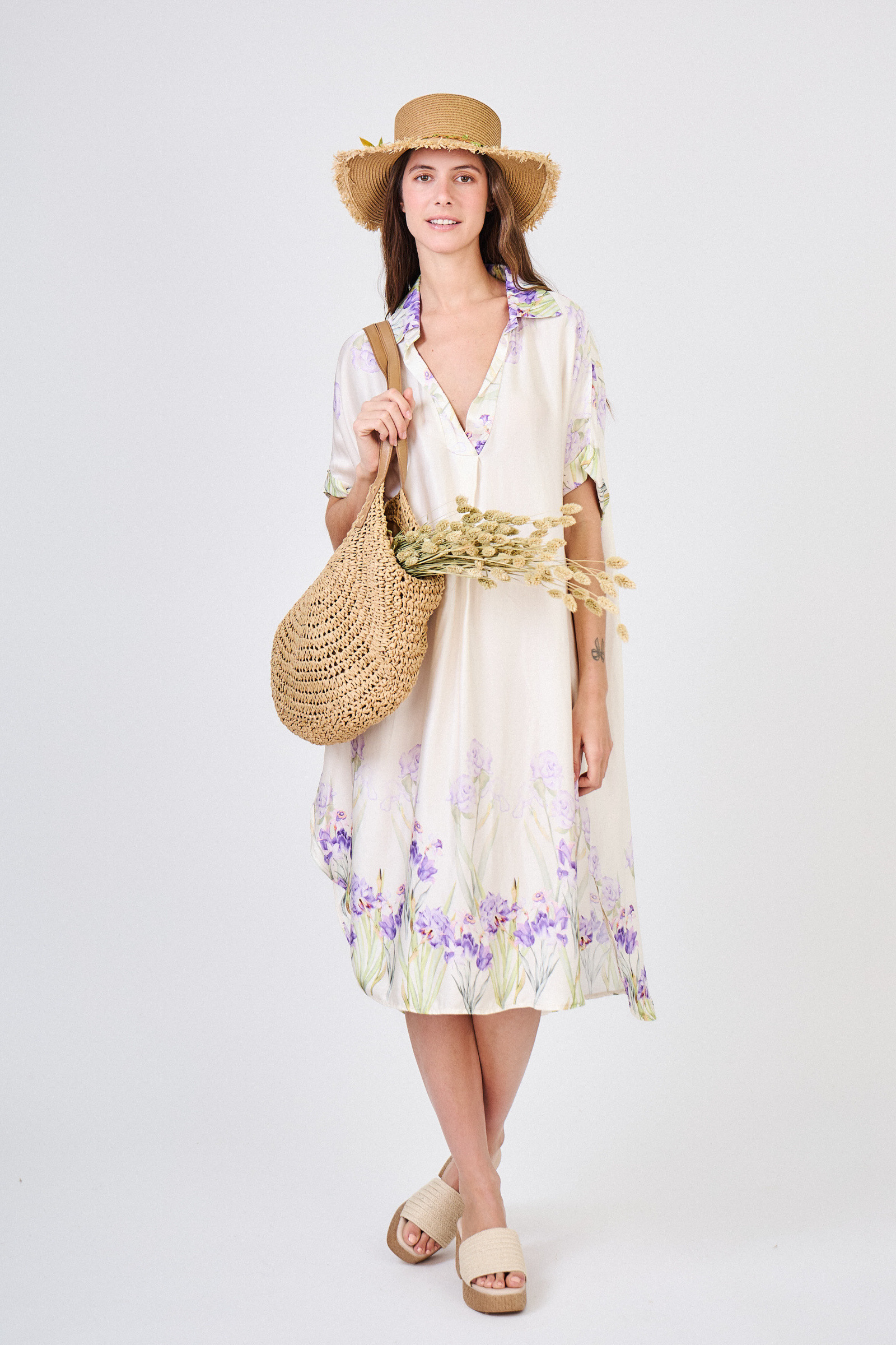 Wholesaler Max & Enjoy (Vêtements) - Fluid dress printed in mixed silk