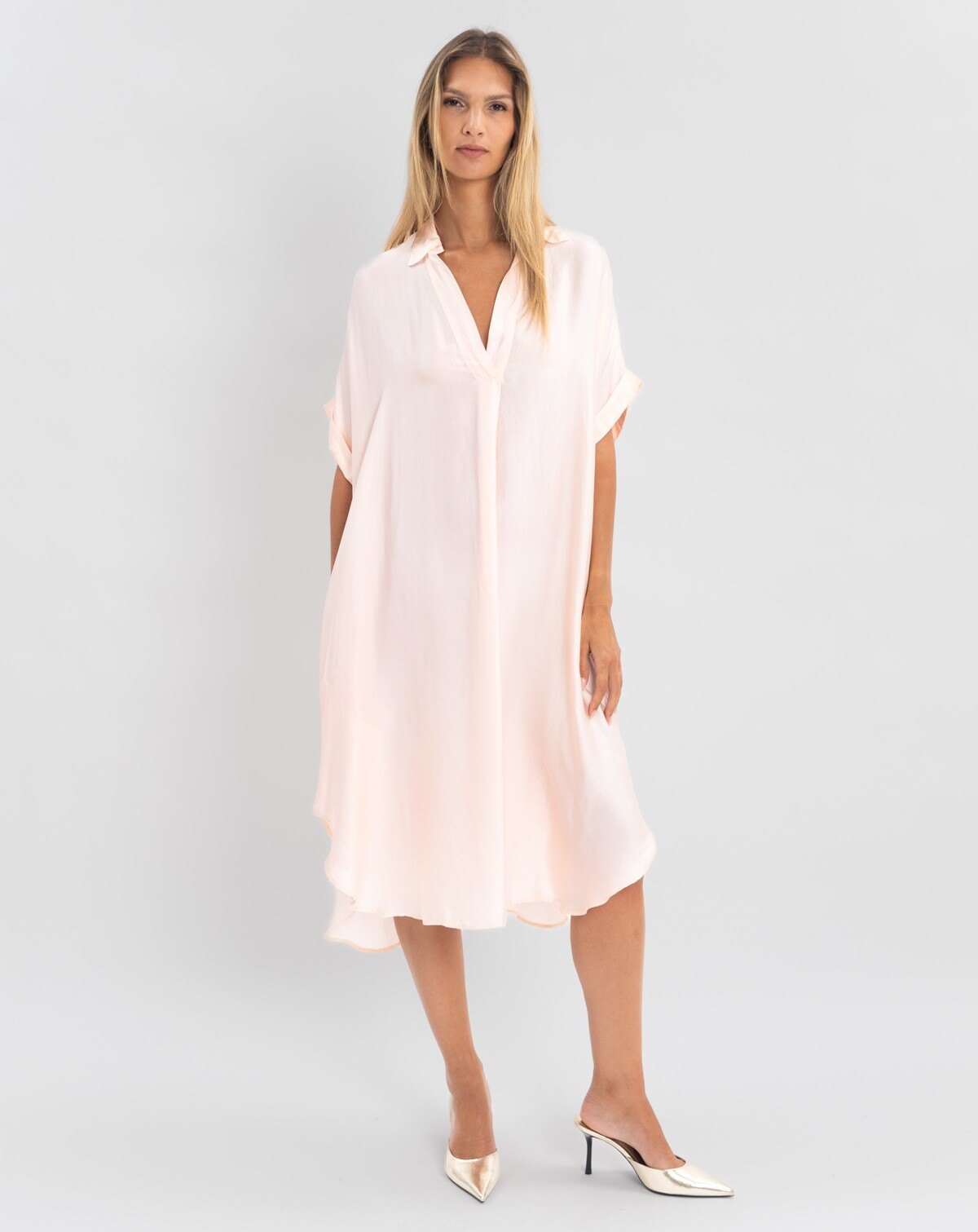 Grossiste Max & Enjoy (Vêtements) - ROBE CHEMISE OVERSIZE EN SOIE MÉLANGÉE