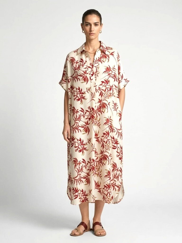 Grossiste Max & Enjoy (Vêtements) - Robe chemise imprimée Tropicale