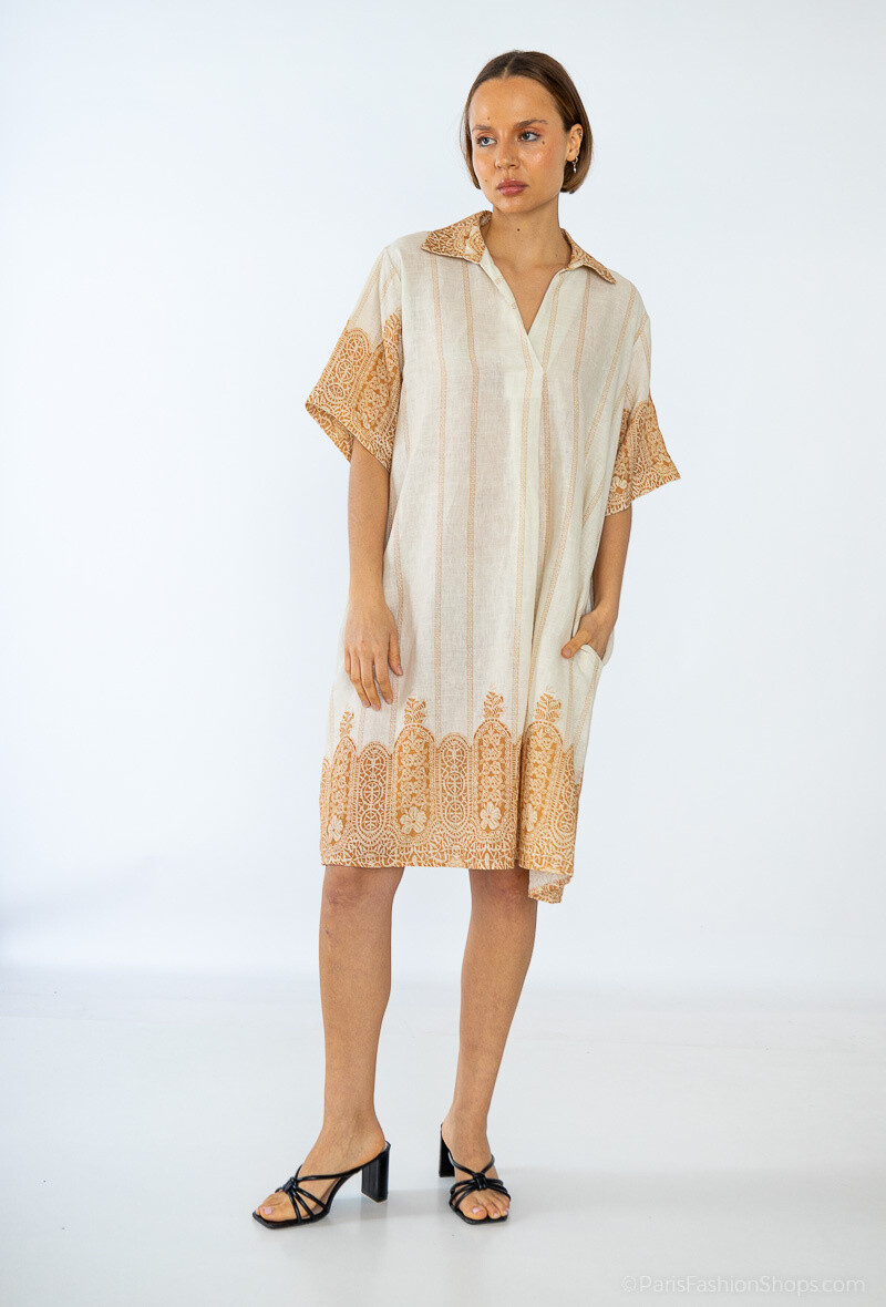 Mayorista Max & Enjoy (Vêtements) - Vestido de lino impreso y unido