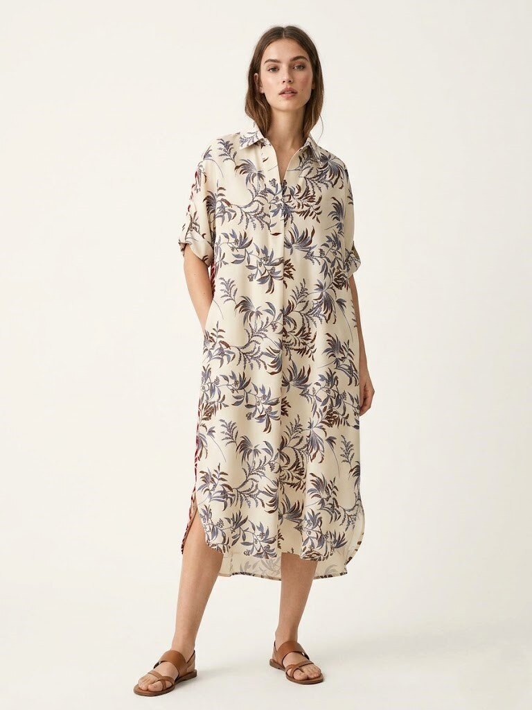 Grossiste Max & Enjoy (Vêtements) - Robe chemise imprimée Tropicale oversize