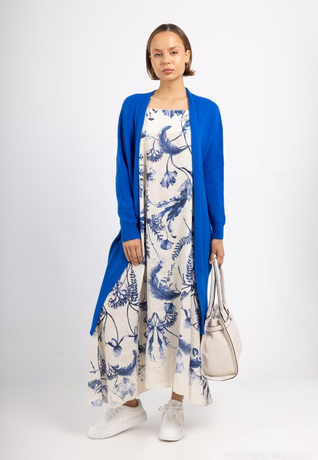 Grossiste Max & Enjoy (Vêtements) - Robe longue évasée en LIN imprimé floral