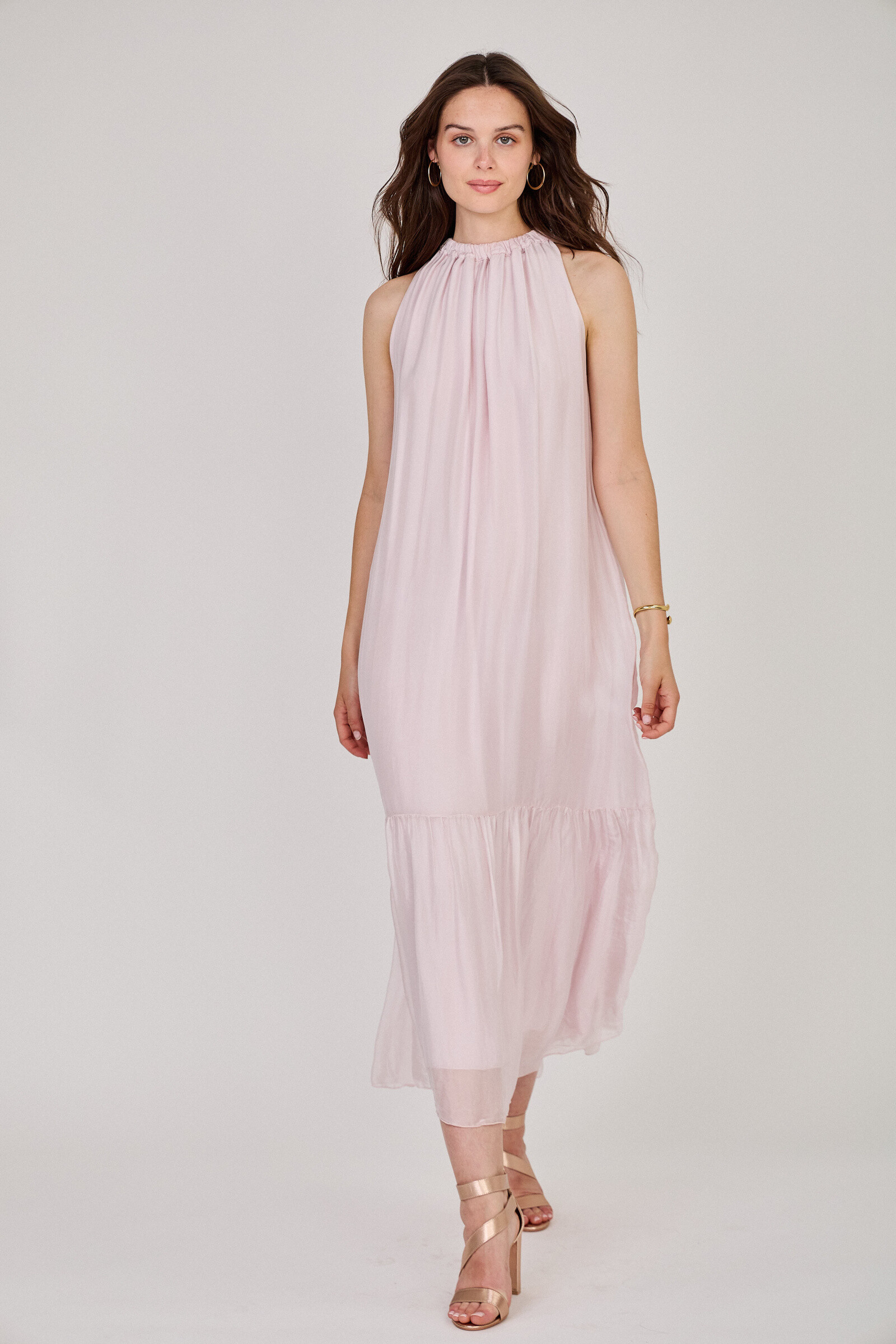 Grossiste Max & Enjoy (Vêtements) - Robe longue en soie mélangée effet vaporeux- 32258