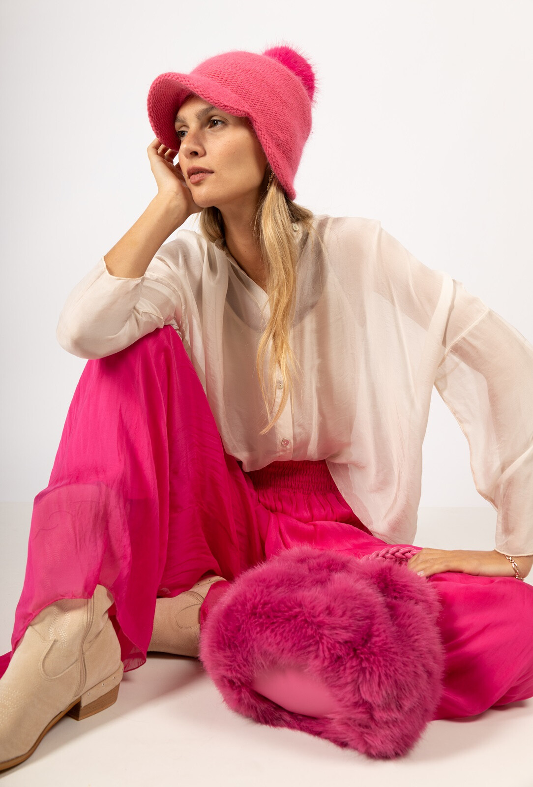 Grossiste Max & Enjoy (Vêtements) - Blouse en soie mélangée à boutons 30227