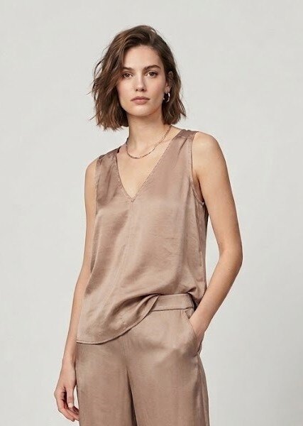 Großhändler Max & Enjoy (Vêtements) - Tanktop aus Seidenmischung mit Satineffekt