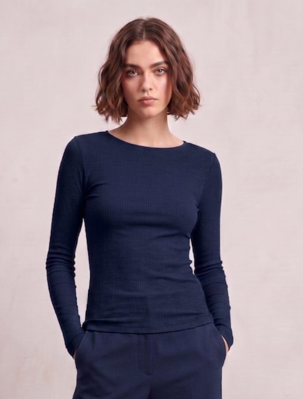 Grossiste Max & Enjoy (Vêtements) - Sous-pull seconde peau en cachemire CÔTELÉ