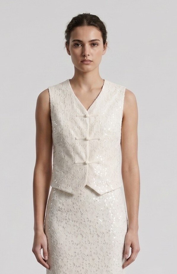 Grossiste Max & Enjoy (Vêtements) - Top en dentelle ajourée – Élégance raffinée & détails couture