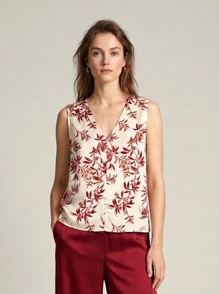 Mayorista Max & Enjoy (Vêtements) - Camiseta de Tirantes de Seda Satinada – Estampado Floral
