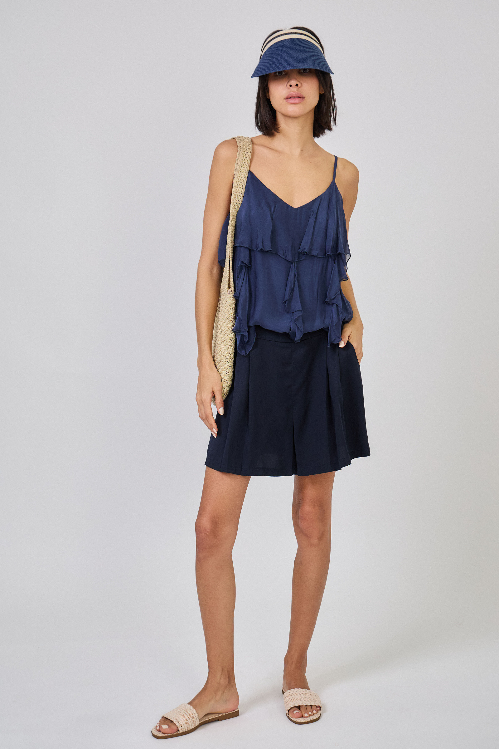 Wholesaler Max & Enjoy (Vêtements) - FROU FROU ruffled tank top in a breezy silk blend