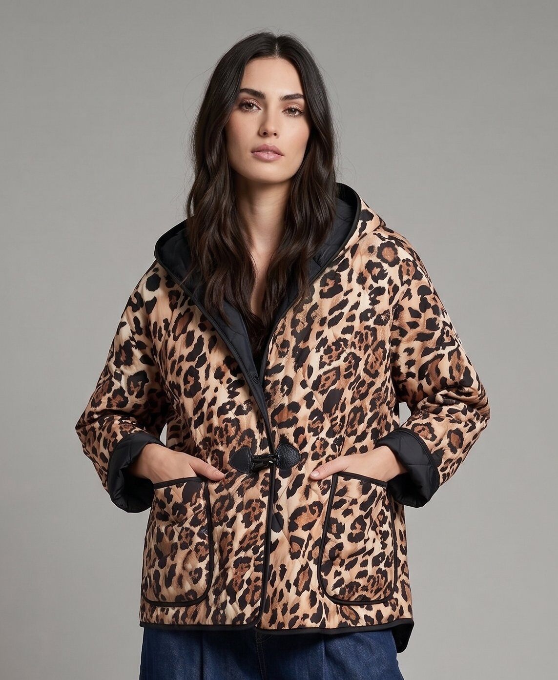 Mayorista Max & Enjoy (Vêtements) - Chaqueta con capucha de estampado de leopardo