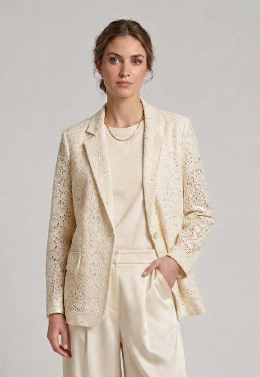 Mayorista Max & Enjoy (Vêtements) - Chaqueta Blazer de Encaje – Elegancia Estructurada & Feminidad