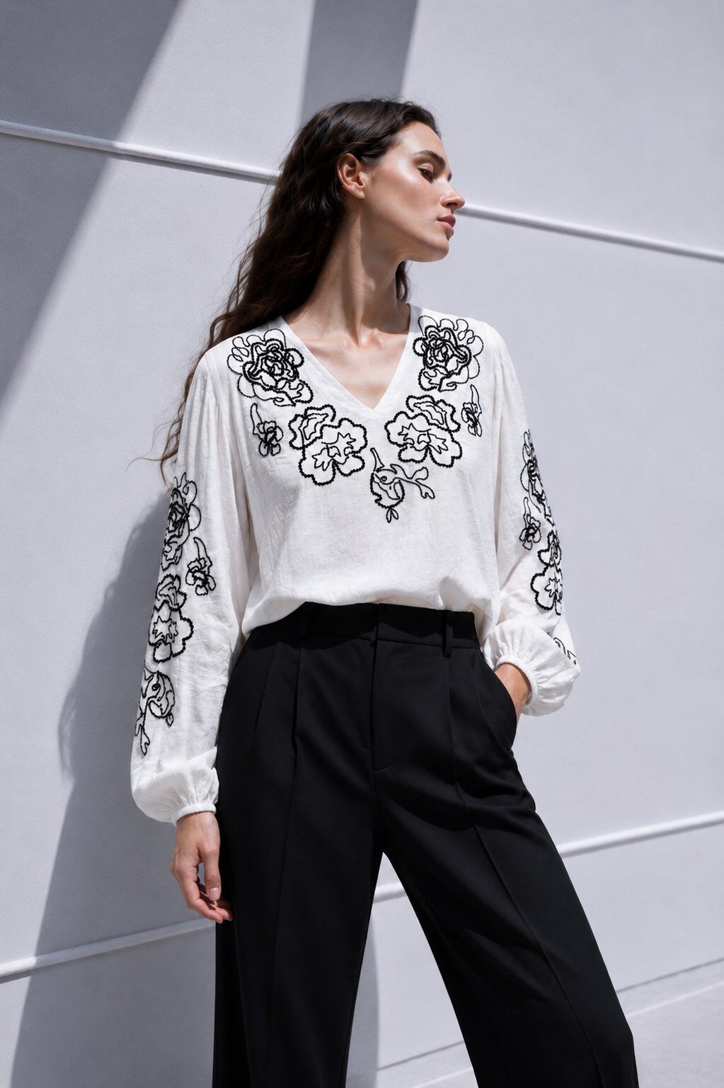 Wholesaler max long - Floral embroidered blouse