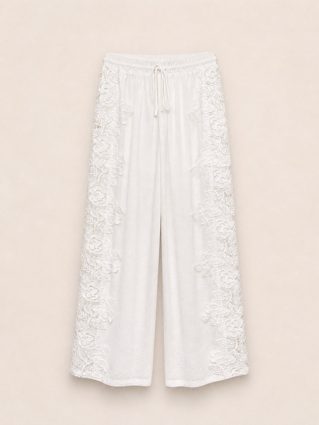 Mayorista max long - Pantalones anchos con detalles de encaje