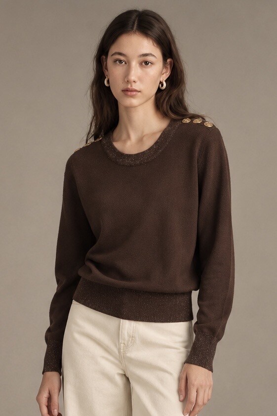 Wholesaler max long - Sweater with decorative buttons on the shoulders