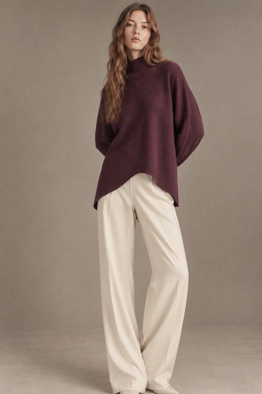Großhändler max long - Asymmetrischer Pullover mit hohem Kragen