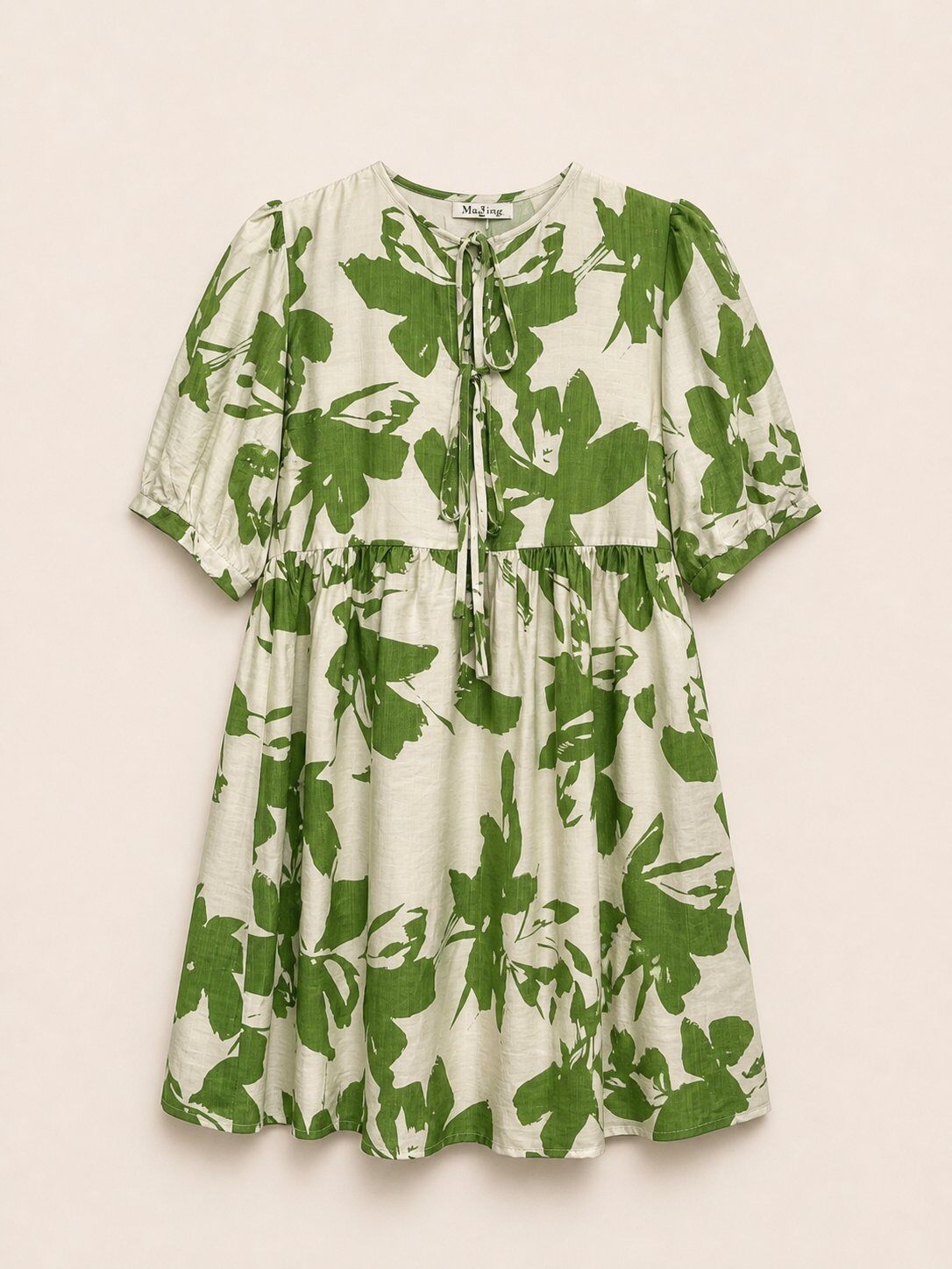 Mayorista max long - Vestido con estampado floral y mangas abullonadas
