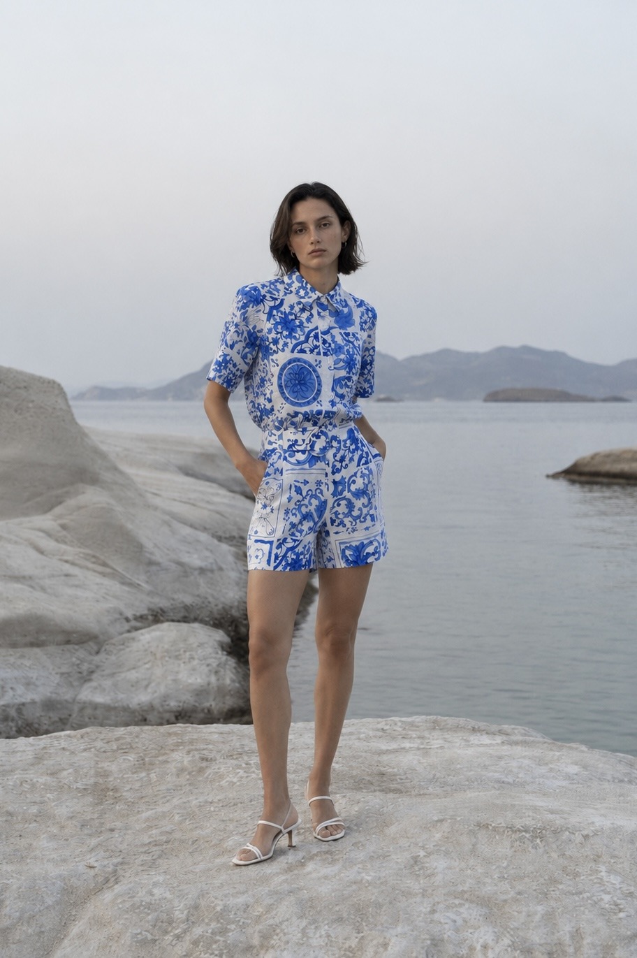 Mayorista max long - Shorts con estampado decorativo y cinturón