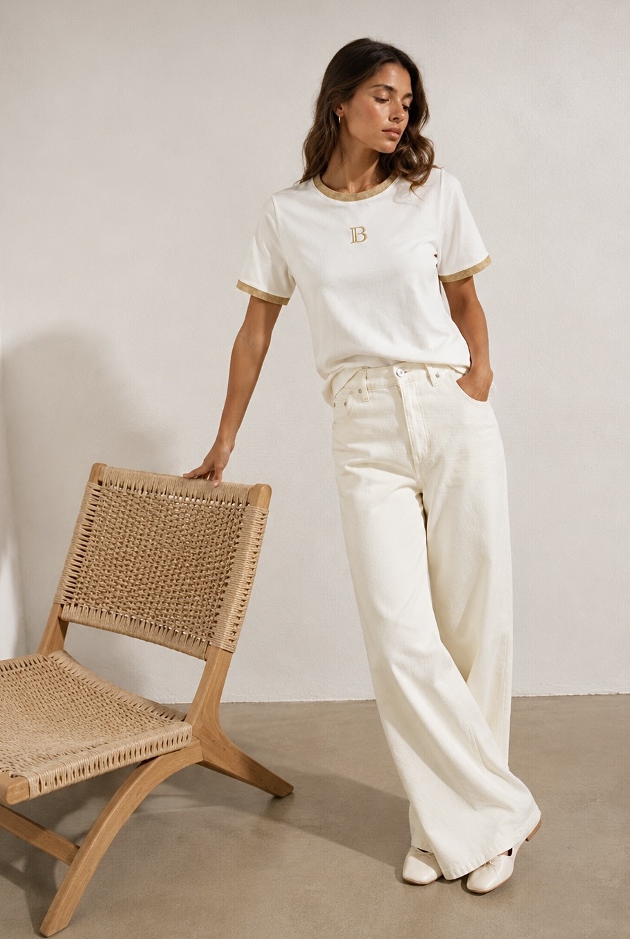 Wholesaler max long - T-shirt with gold detail and lurex trims