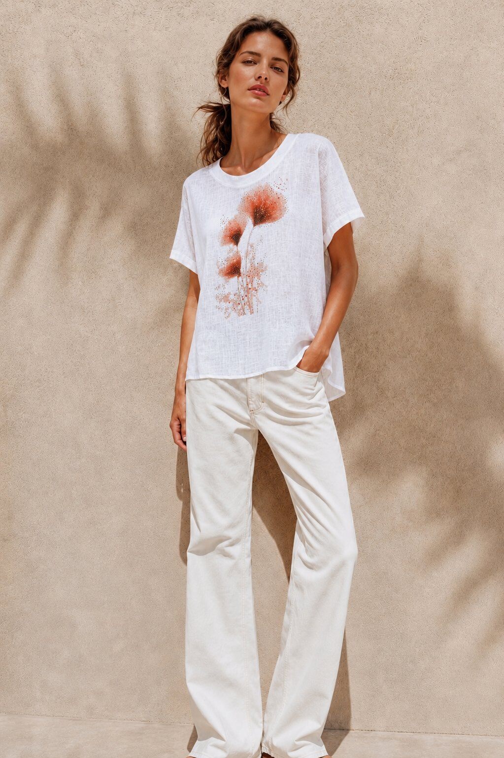 Wholesaler max long - Light cotton blouse with floral print