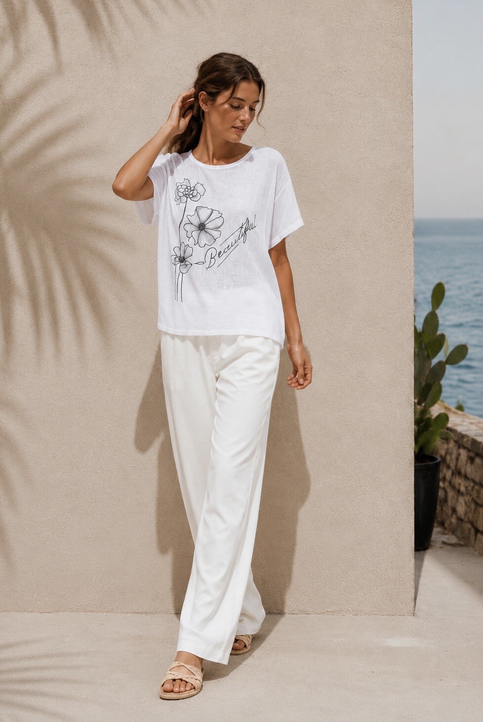 Wholesaler max long - Cotton T-shirt with floral print