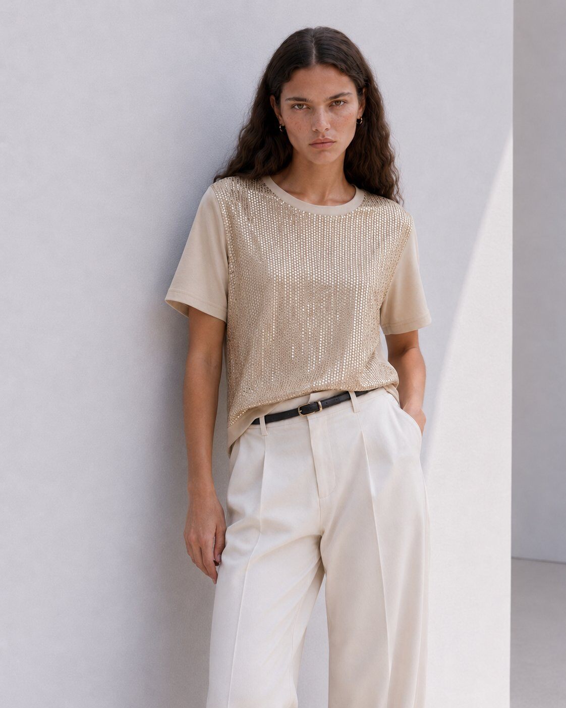 Wholesaler max long - T-shirt with sequin panel