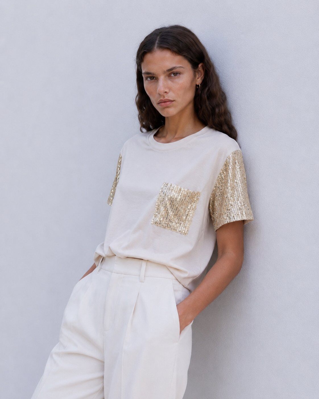 Wholesaler max long - Soft t-shirt with sequin details