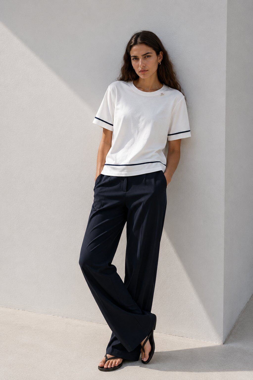 Mayorista max long - Camiseta con ribetes en contraste