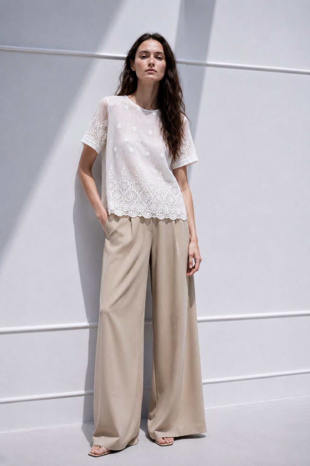 Wholesaler max long - Embroidered lace blouse top