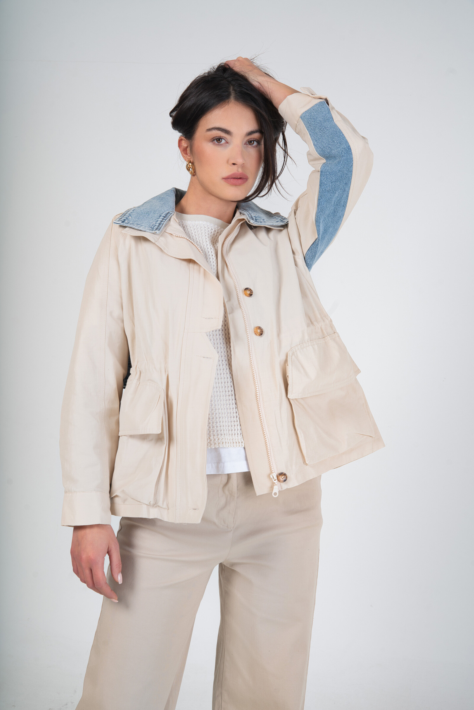 Wholesaler MAXMILA PARIS - Bi-material jacket Trench effect and tailor