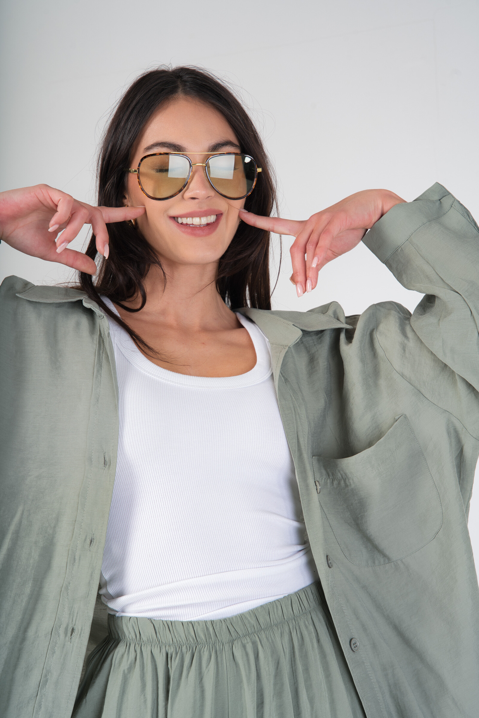 Flexible long sleeve shirt - Kaki - 1 - large format