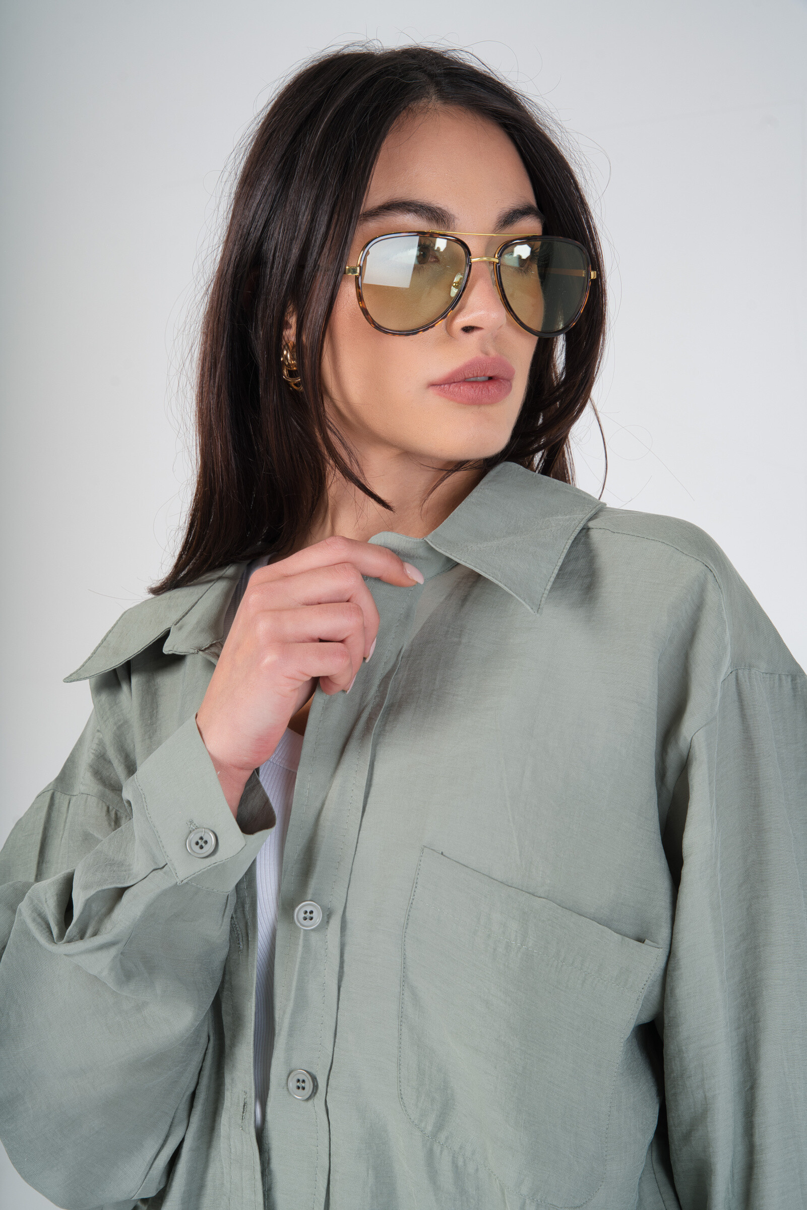Flexible long sleeve shirt - Kaki - 2 - large format