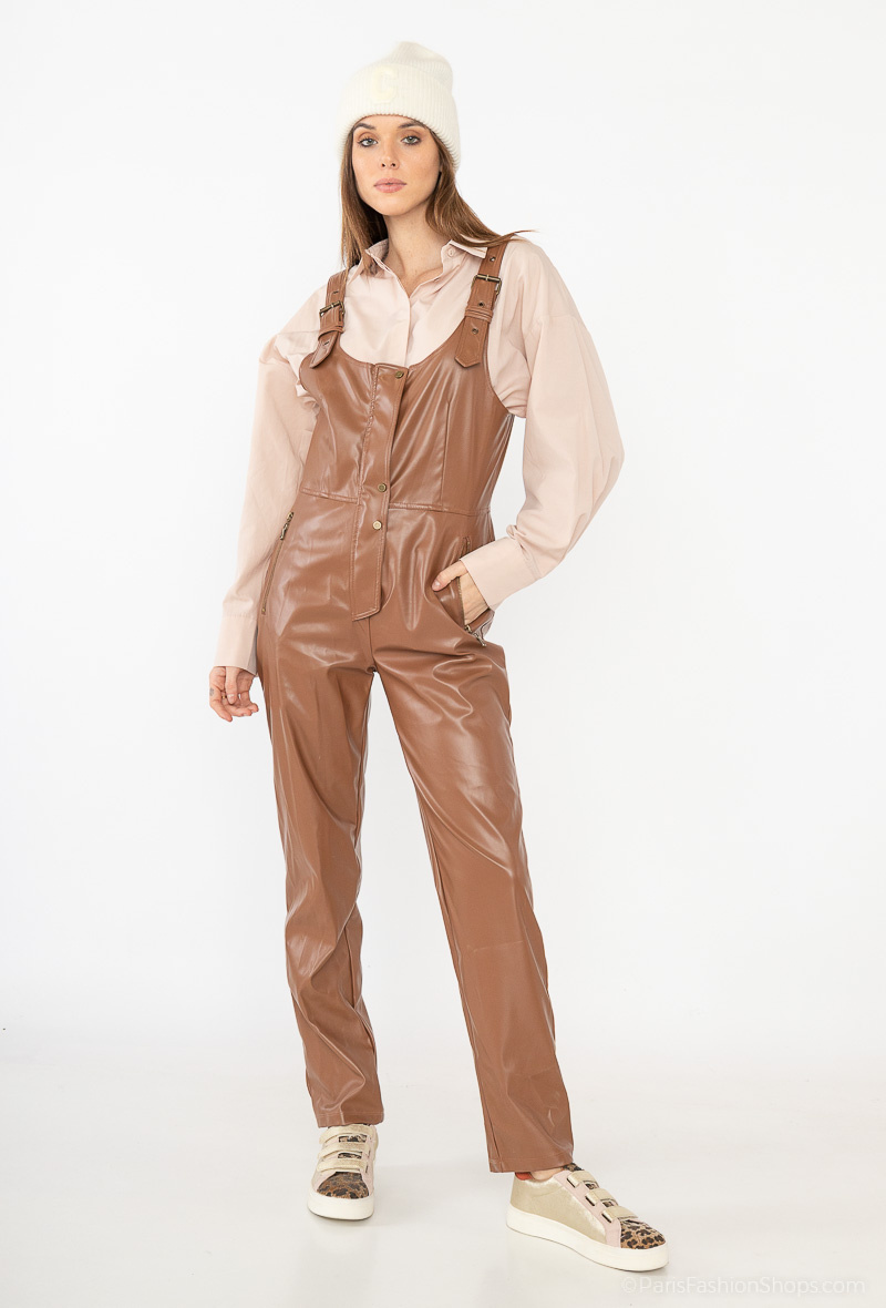 womens leather dungarees