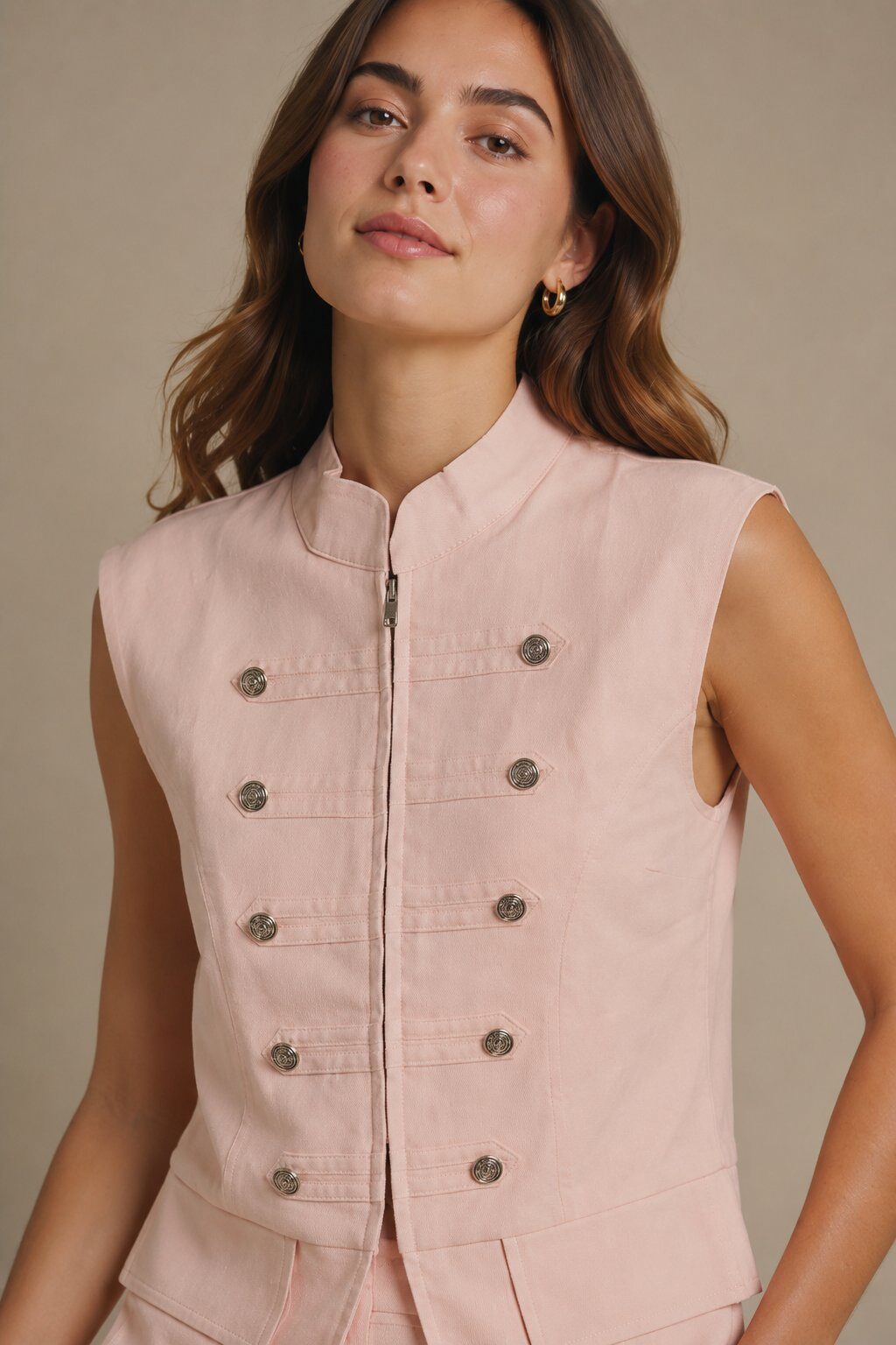 Grossiste MAXMILA PARIS - Gilet tailleur sans manches style officier- CALIE