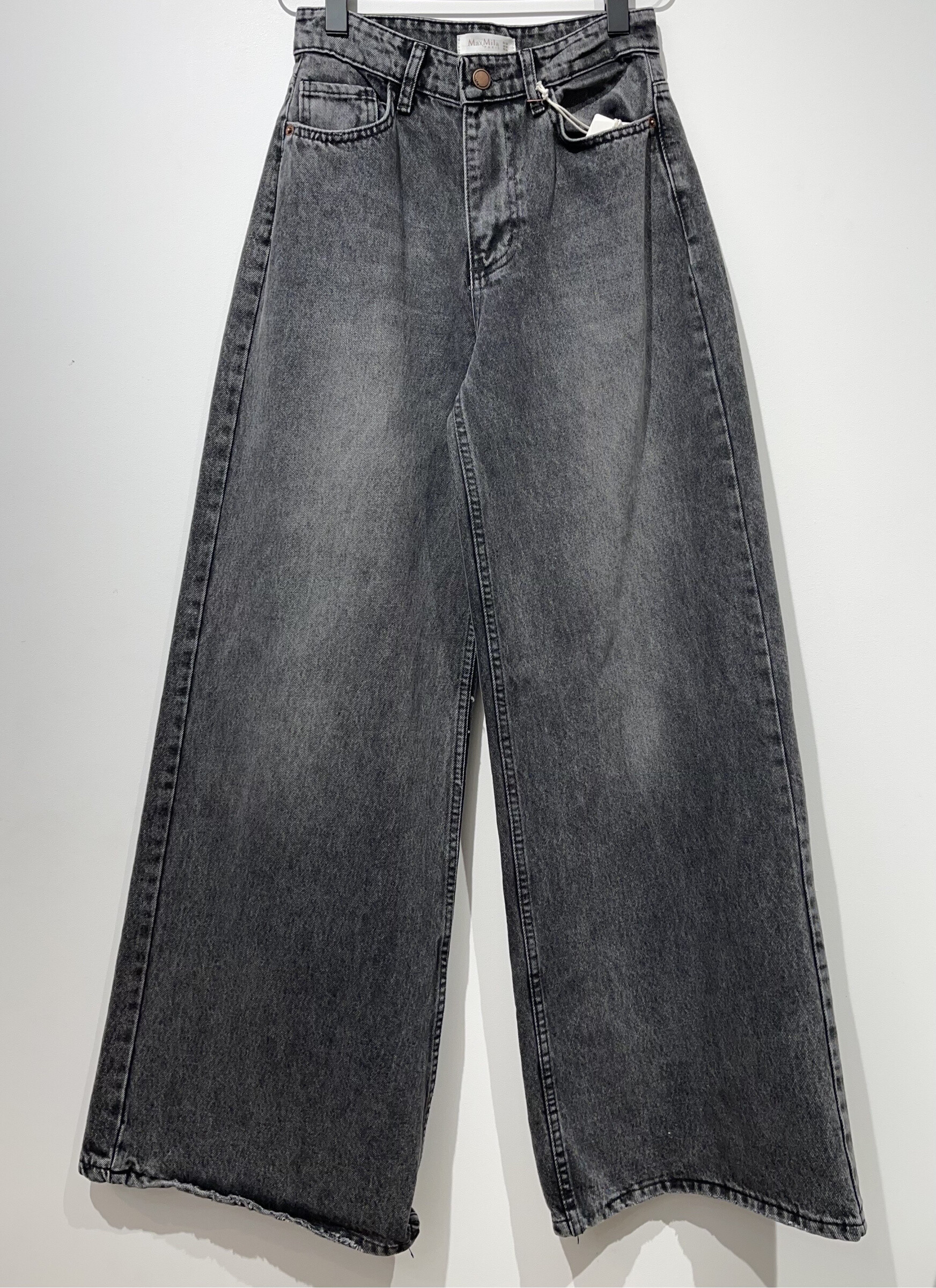 Embroidered Wide Jean - Mouse Gray - 1 - large format