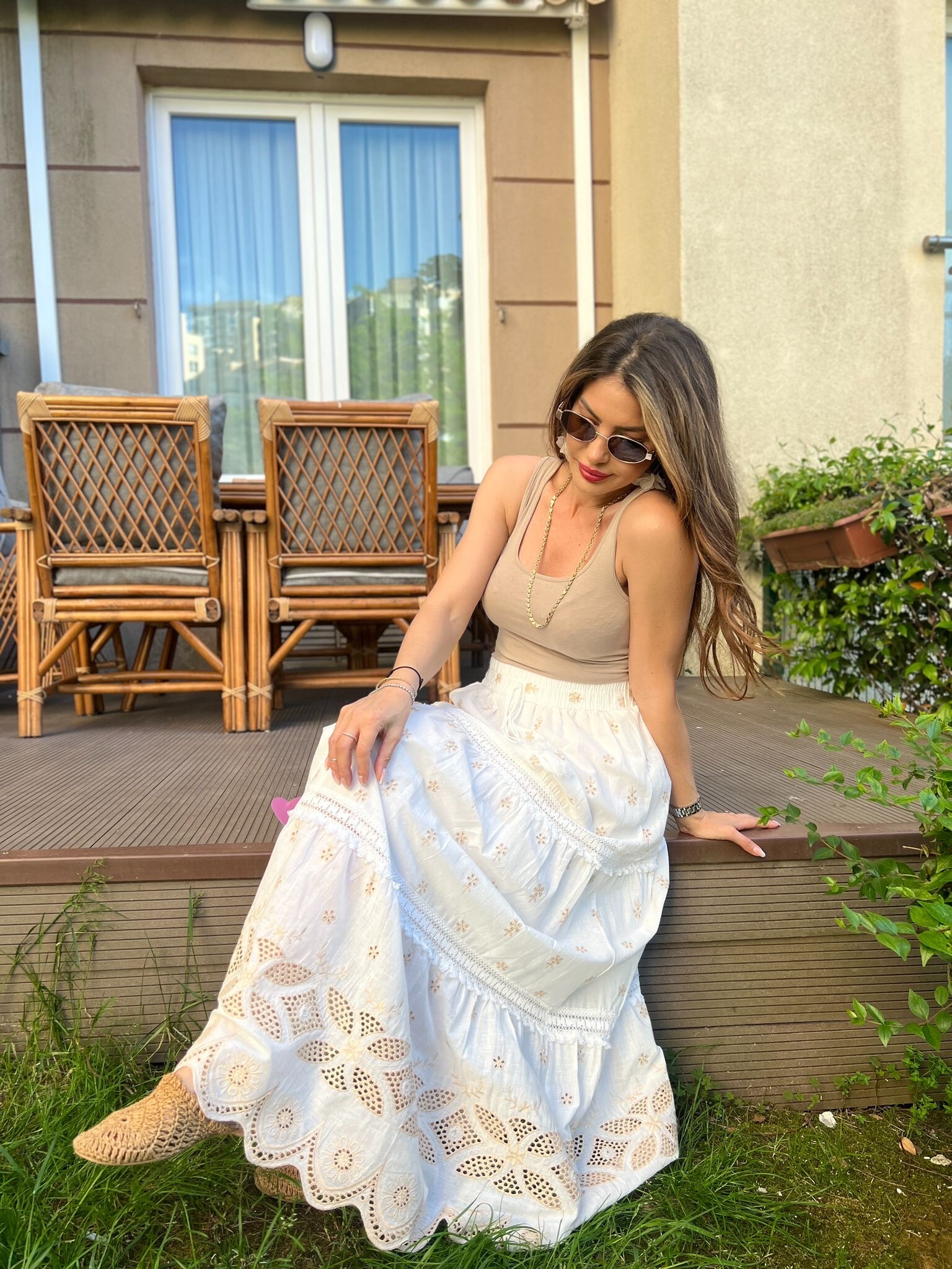 Wholesaler MAXMILA PARIS - Long bohemian skirt BELLY with flower and embroidery