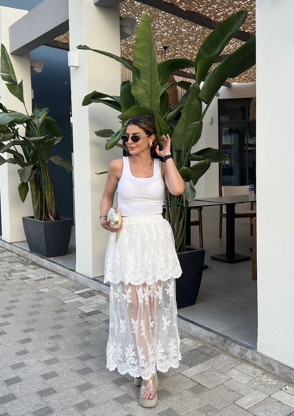 Wholesaler MAXMILA PARIS - SARNE layered skirt in lace and embroidery with elastic waistband