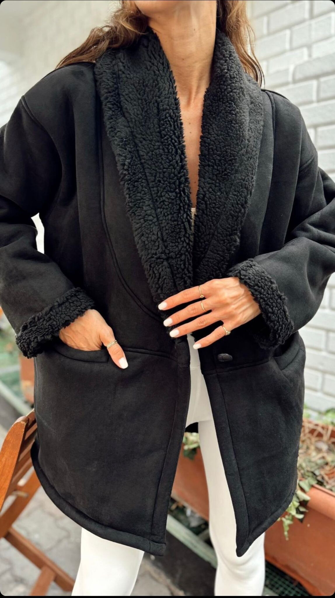 Wholesaler MAXMILA PARIS - 3/4 Shearling Coat with Shawl Collar