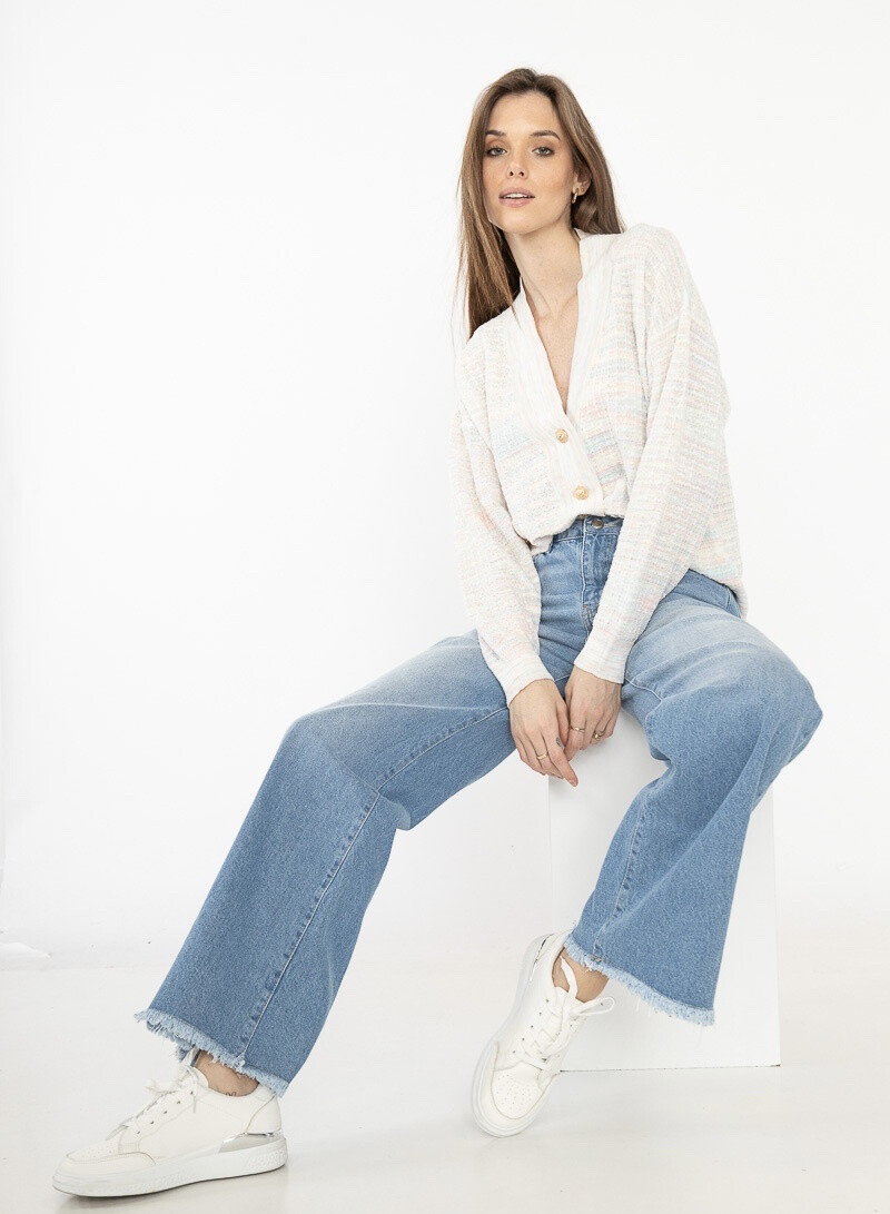 Grossista MAXMILA PARIS - JUNBY MUM jeans a vita alta con gamba ampia